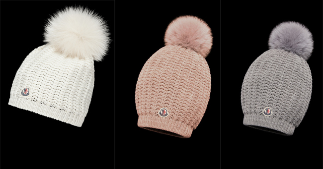 Стильные женские шапки 2017-18: вязаные шапки с помпонами Moncler зима 2017.
