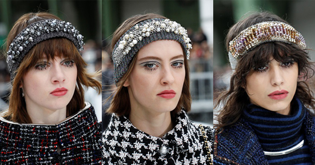 Модные шапки 2017:  повязки на голову Chanel осень-зима 2017-2018.
