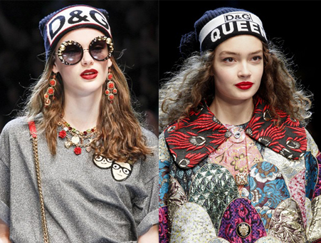 Модные женские шапки 2017-2018: яркий бренд Dolce Gabbana.