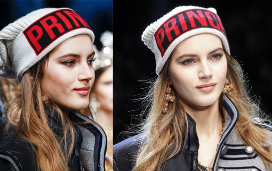 Женские шапки 2017: крупные буквы от Dolce-Gabbana на сезон осень-зима.